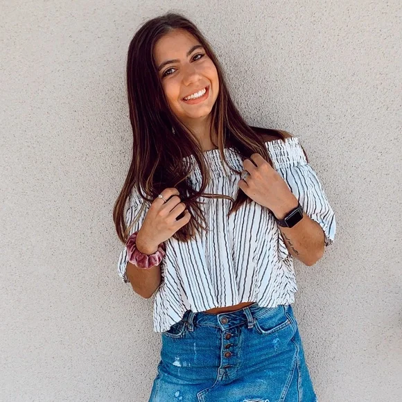 Kimchi Blue off shoulder striped blouse - Picture 6 of 6